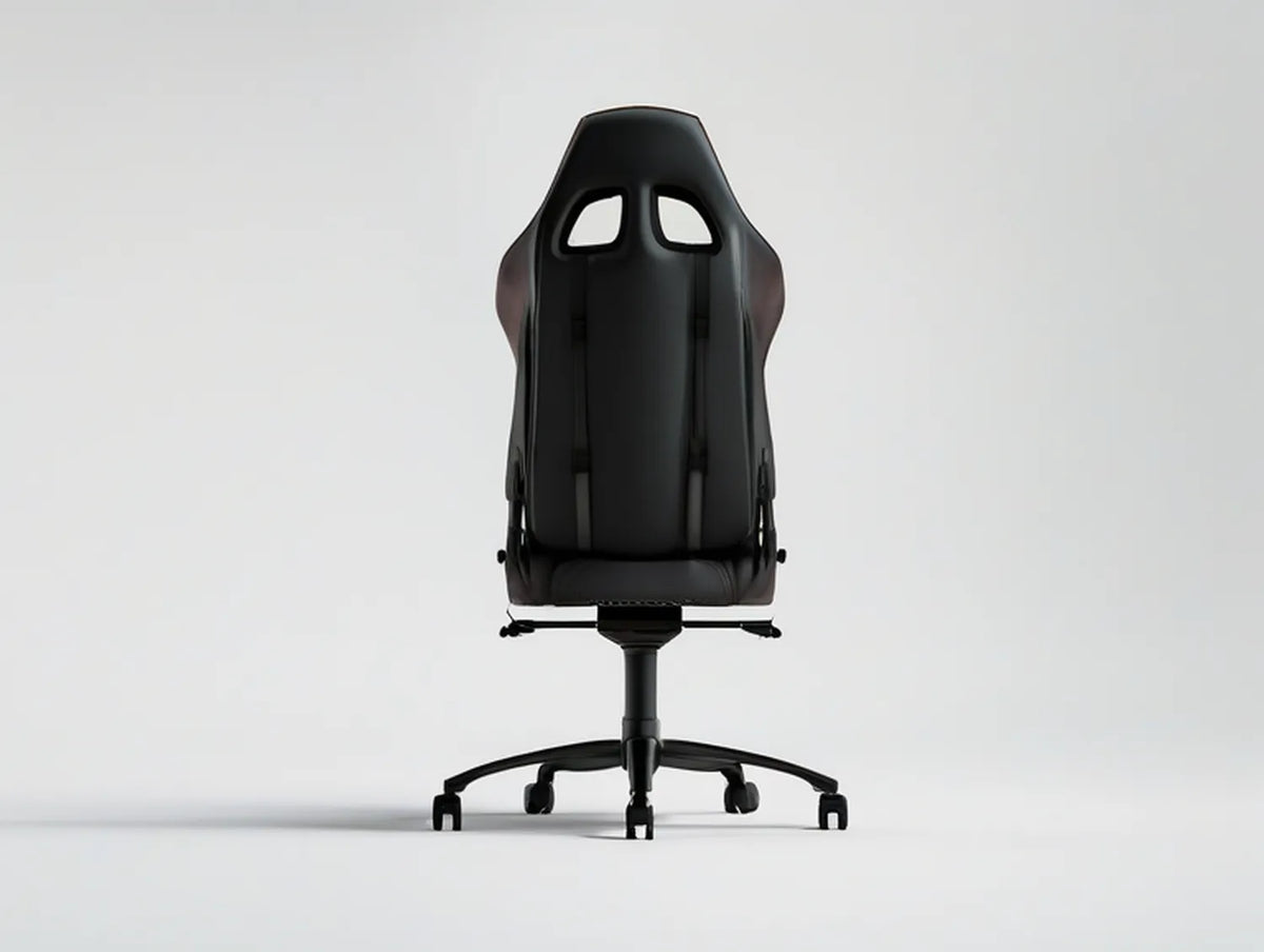 Black PU Leather Racing Gaming Chair, 26 x 26 x 46.9-50.8 in