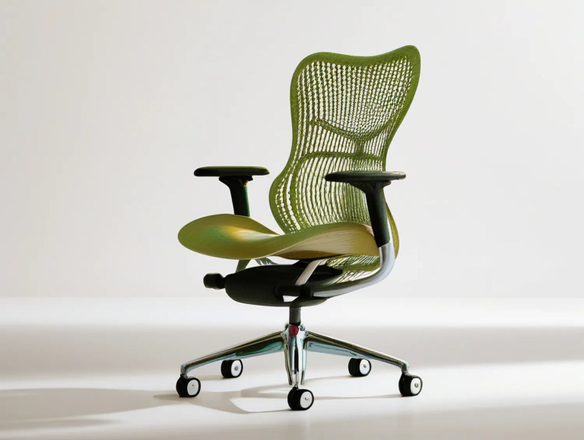 Green Mesh Ergonomic Office Chair with Adjustable Arms and Lumbar Support, 26 x 27 x 41-45 in