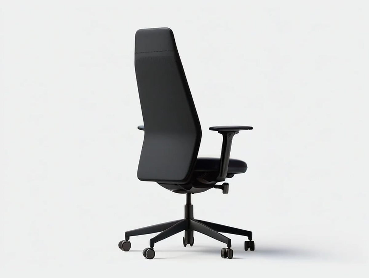 High-Back Ergonomic Office Chair, Adjustable 25.6 x 25.6 x 46.5-50.4 in, Black PU Leather
