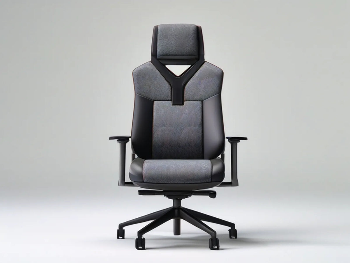 High-Back Gaming Chair, Gray/Black, 27.6 x 27.6 x 48.4-52.4 in