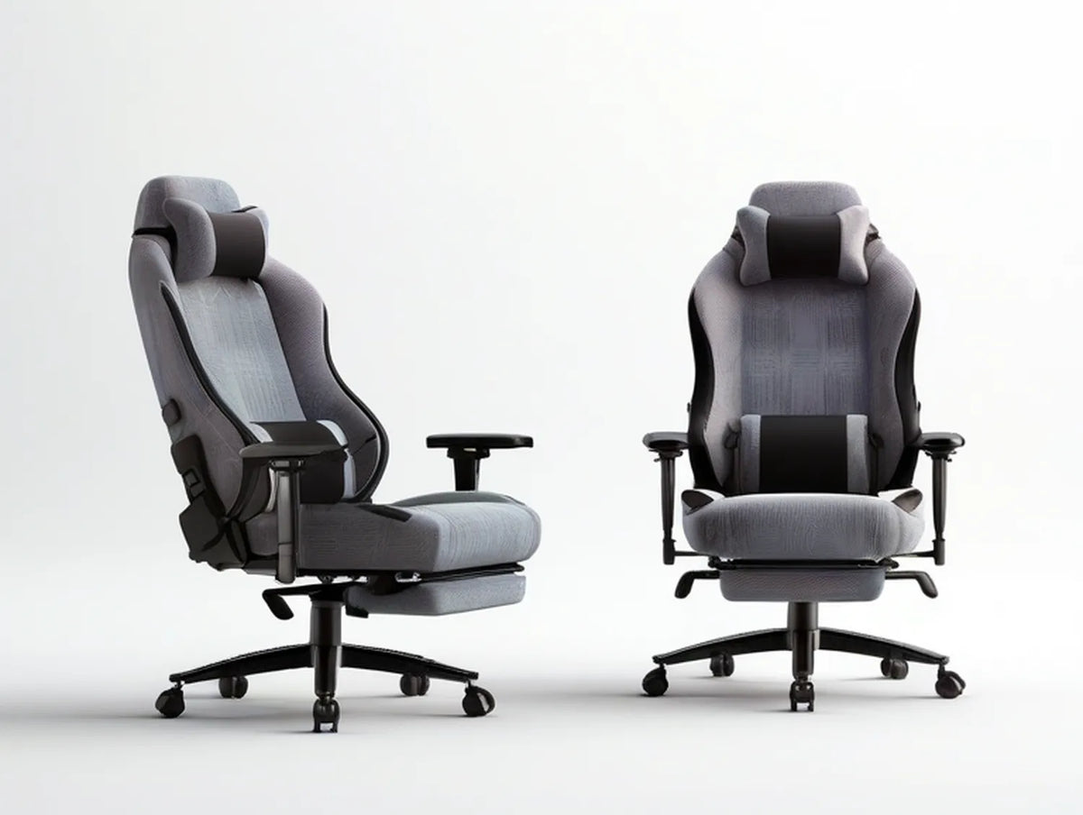 Gray/Black Ergonomic High-Back Gaming Chair with Footrest, 27.6 x 27.6 x 50.4 in