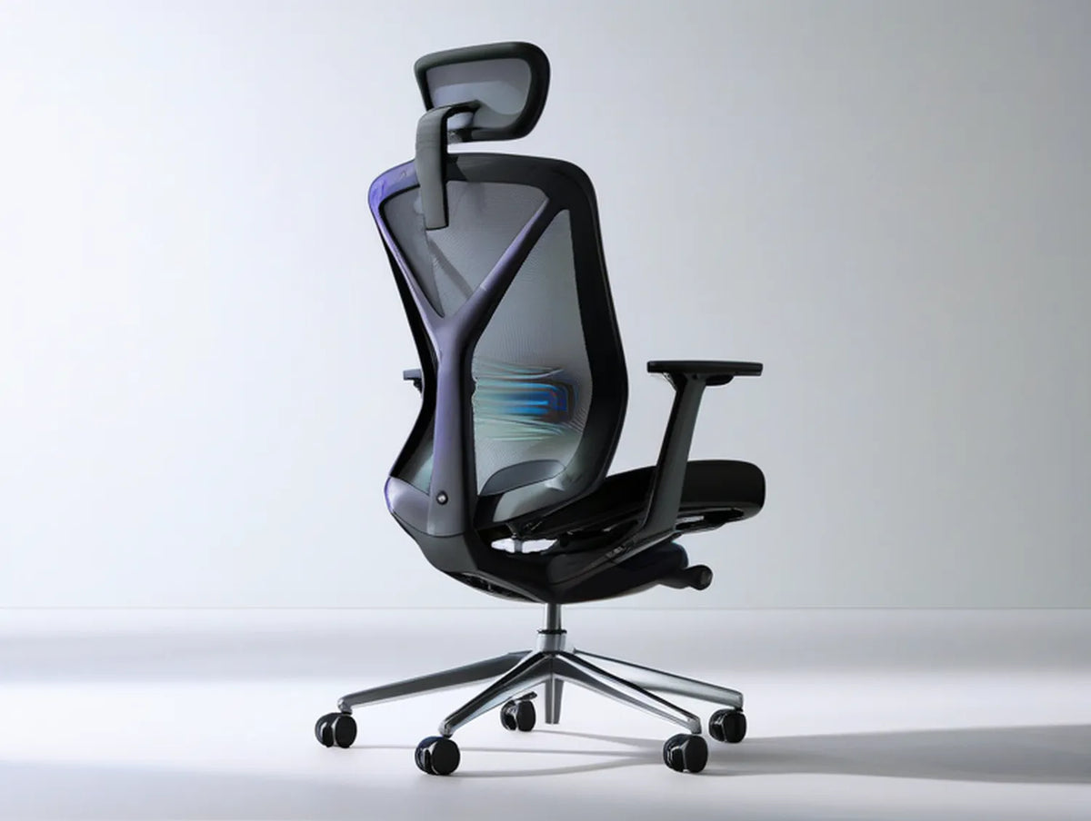 Ergonomic Black Mesh Office Chair with Adjustable Headrest and Lumbar Support, 26.4 x 26.4 x 46.5-50.4 in
