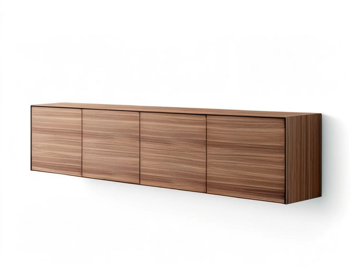 Wall-Mounted TV Stand, 78.7 x 15.7 x 15.7 in, 4 Doors, Walnut