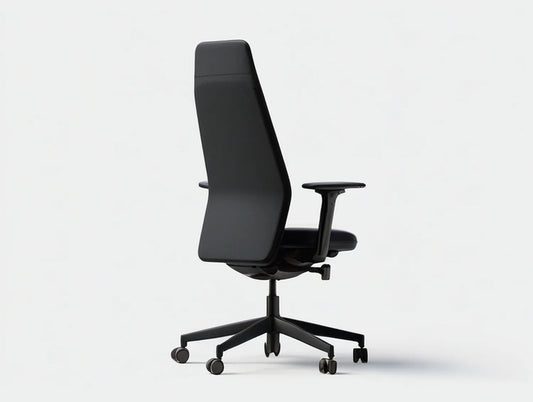High-Back Ergonomic Office Chair, Adjustable 25.6 x 25.6 x 46.5-50.4 in, Black PU Leather