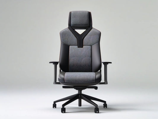 High-Back Gaming Chair, Gray/Black, 27.6 x 27.6 x 48.4-52.4 in