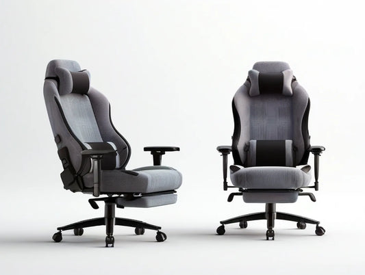 Gray/Black Ergonomic High-Back Gaming Chair with Footrest, 27.6 x 27.6 x 50.4 in