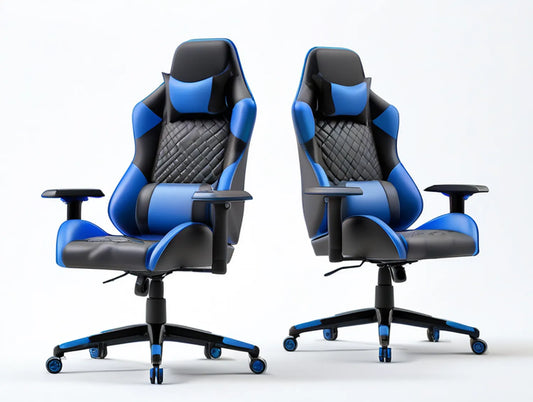 Blue and Black High-Back Reclining Gaming Chair, 26.4 x 26.4 x 48.0-51.2 in