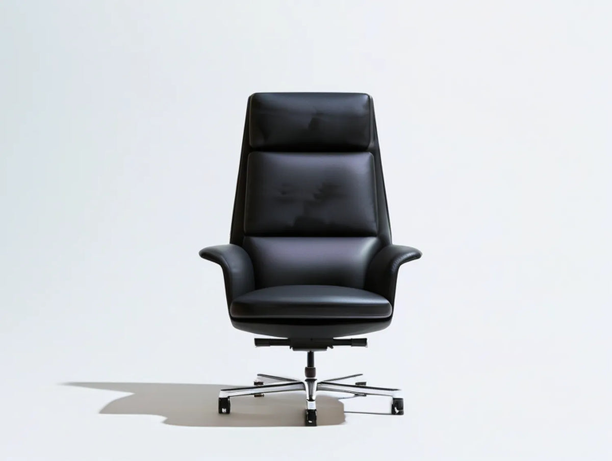 Black PU Leather High-Back Executive Office Chair, 26.4 x 26.4 x 45.3-49.2 in