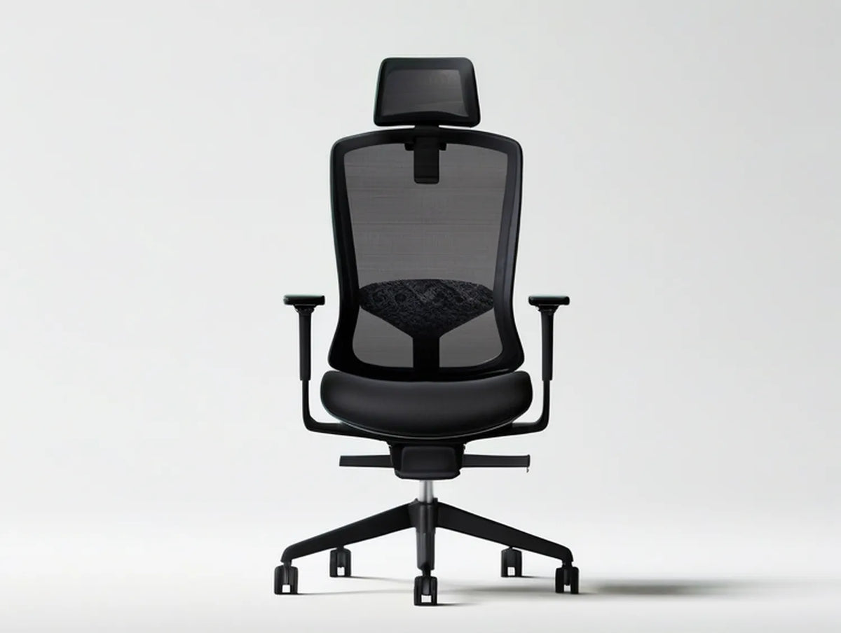 Black Ergonomic Mesh Office Chair with Adjustable Headrest, 25.6 x 25.6 x 45.7-50.4 in