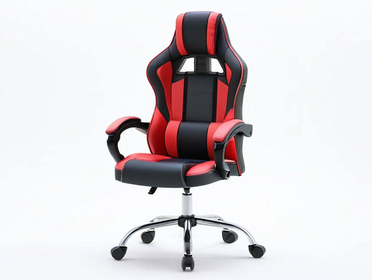 High-Back Racing Style Gaming Office Chair, Black/Red, 25.6 x 25.6 x 45.3-49.2 in